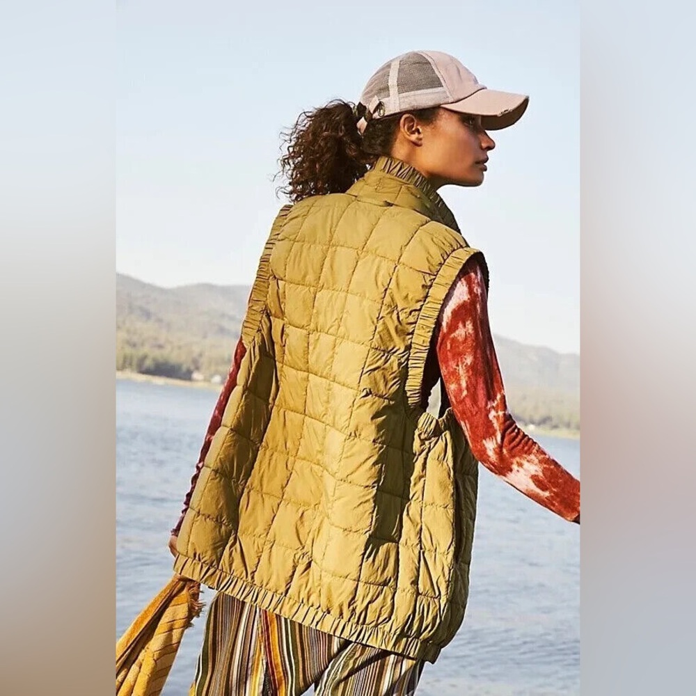 Free People Olive Quilted Vest